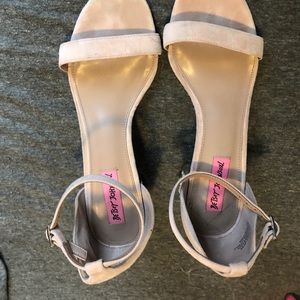 Betsey Johnson Suede Sandal with Pearl Heel